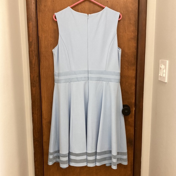 Calvin Klein Soft Blue Sleeveless Round Neck A-Line Fit and Flare Dress, Size 14 - Picture 4 of 12